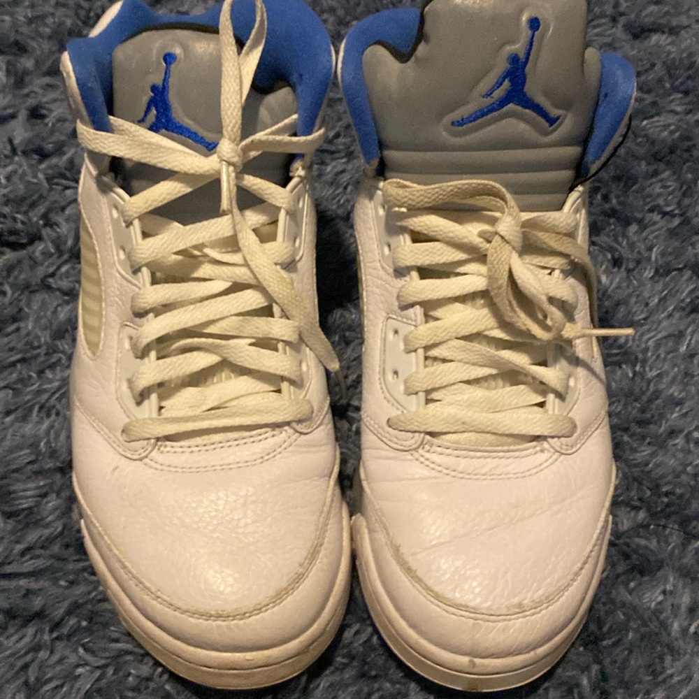 White and blue Jordan fives